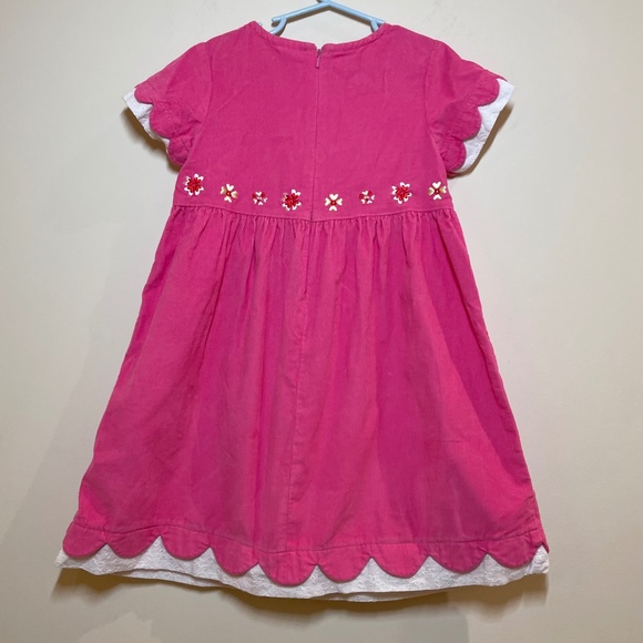 Hanna Andersson Pink Corduroy Girl size 5 Dress Embroidery Flowers Short Sleeve - Picture 2 of 10